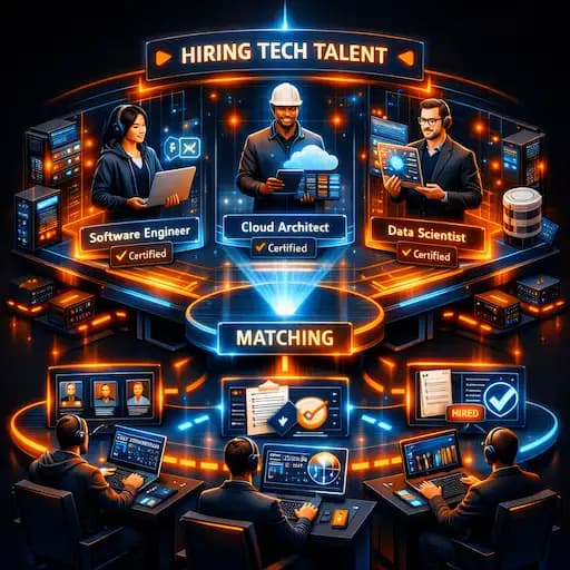 Enterprise hiring manager meeting a certified engineer